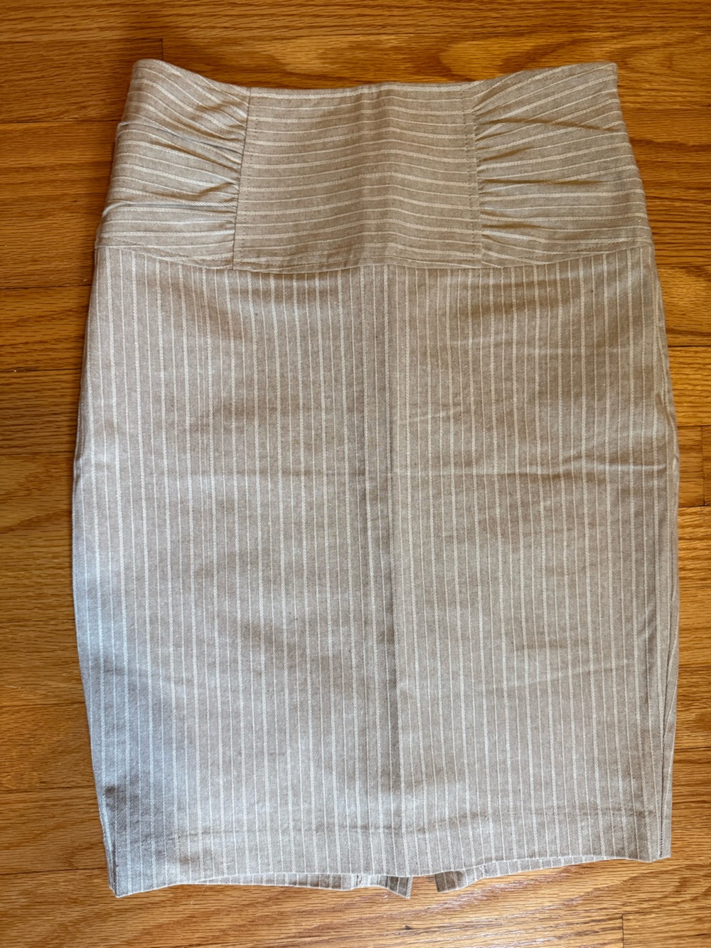 BCX Beige and White Pinstripe Top